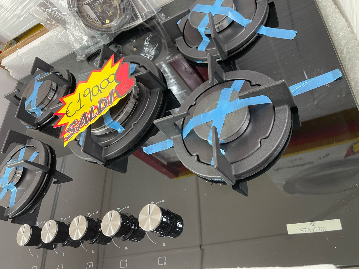 PIANO COTTURA STAYLUX VETRO NERO 75CM