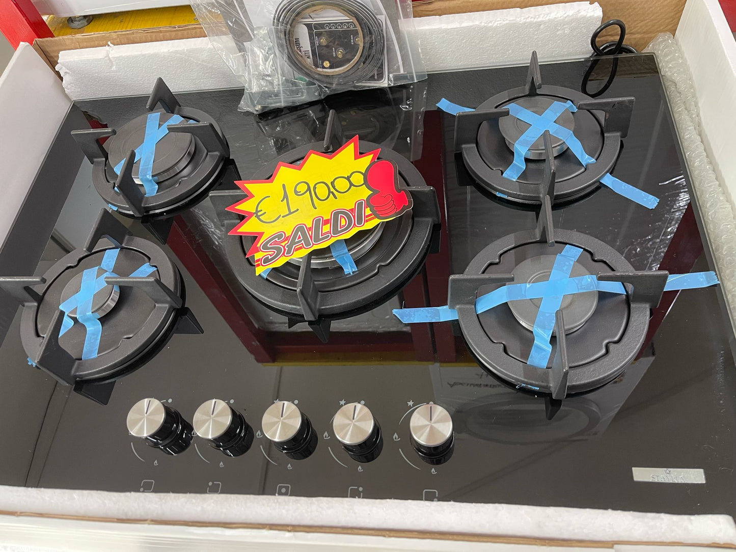 PIANO COTTURA STAYLUX VETRO NERO 75CM