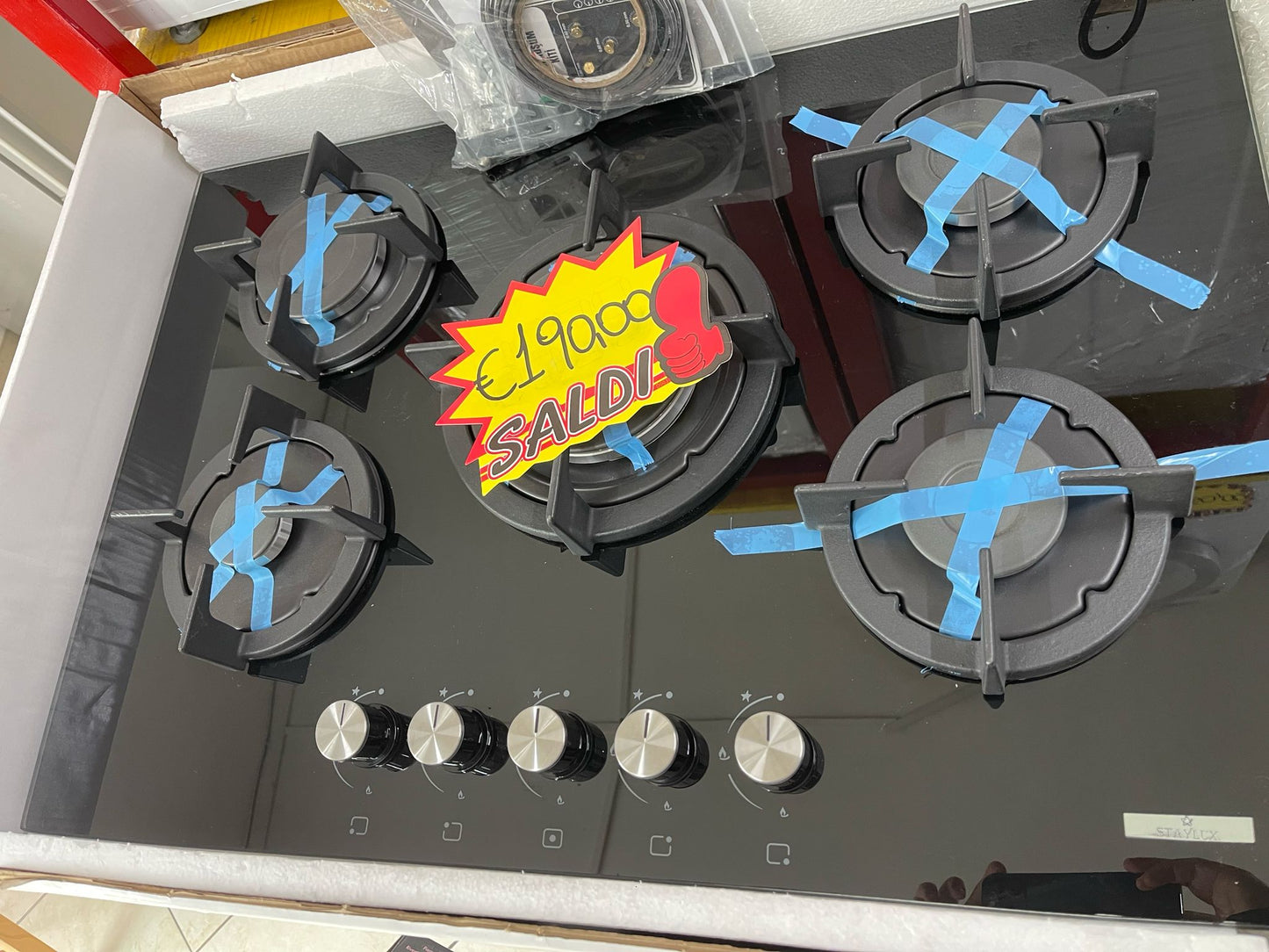 PIANO COTTURA STAYLUX VETRO NERO 75CM