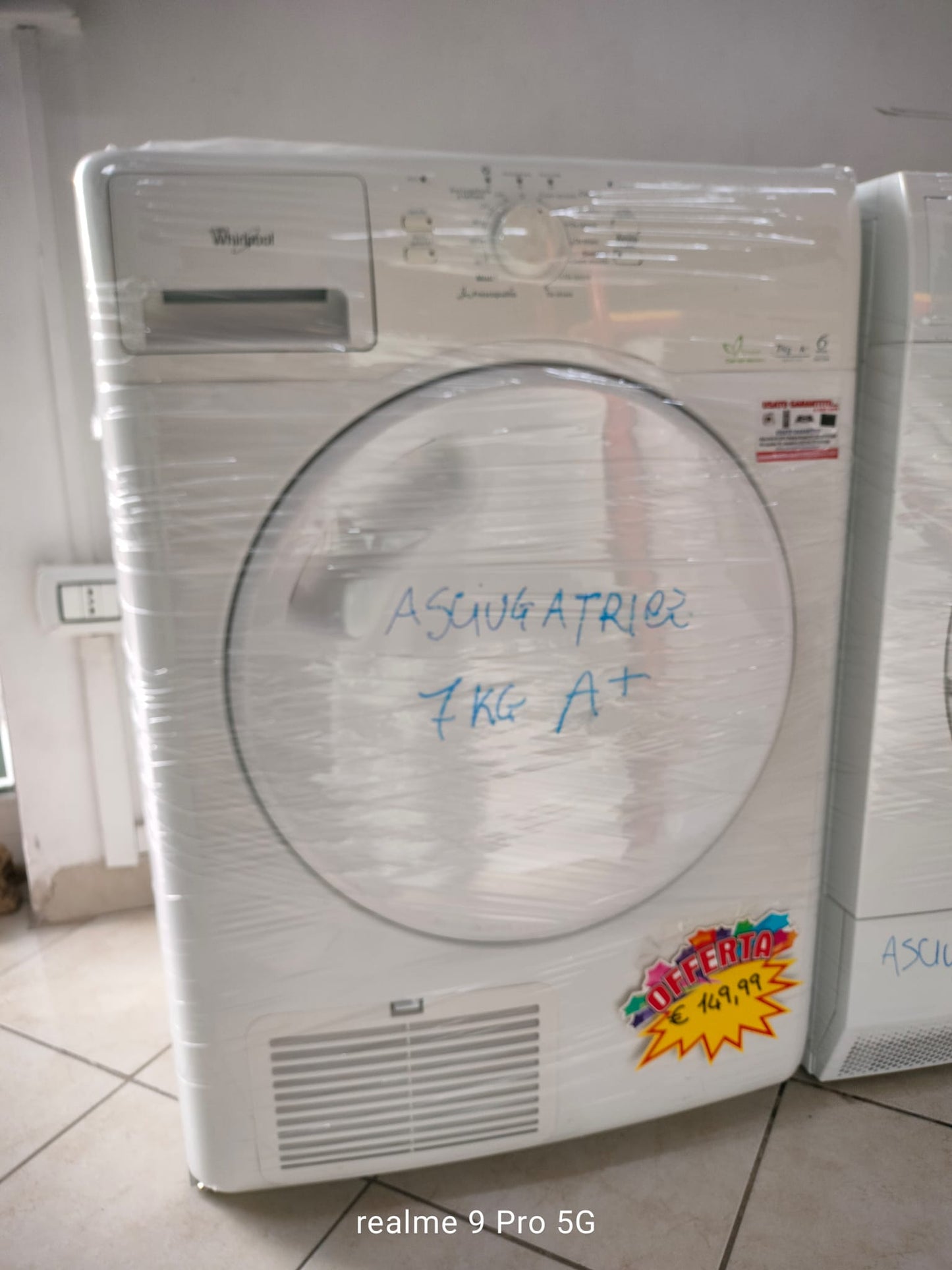 ASCIUGATRICE WHIRLPOOL 7KG OBLO' CHIUSO